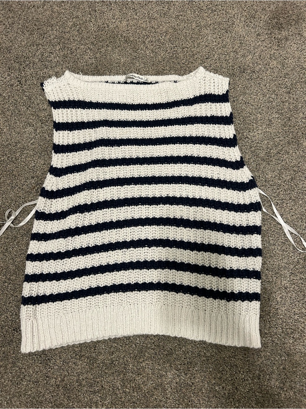 Abercrombie Striped Knit Sleeveless Top - Navy and White